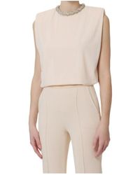 Elisabetta Franchi - Embellished Collar Sleeveless Top - Lyst