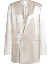 Alberta Ferretti - Satin Double-Breasted Blazer - Lyst