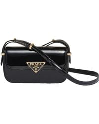 Prada - Logo-Plaque Foldover Top Shoulder Bag - Lyst