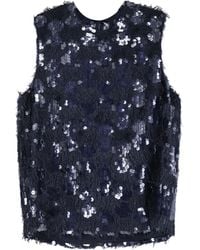 Semicouture - Sequinned Fringe Sleeveless Top - Lyst