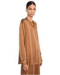 Vince - Striped Band-Collar Silk Shirt - Lyst