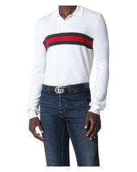 Gucci - Striped Long-Sleeve Polo Shirt - Lyst