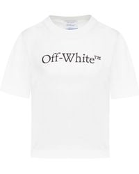 Off-White c/o Virgil Abloh - Logo Printed Crewneck Cropped T-Shirt - Lyst