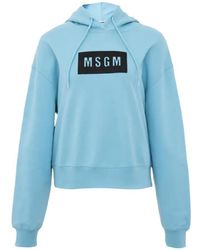 MSGM - Logo Details Hooded Hoodie - Lyst