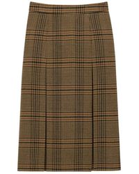 Saint Laurent - Pleated Houndstooth Skirt - Lyst