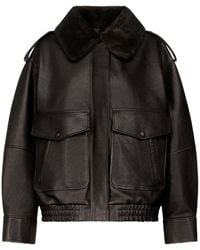 Loulou de Saison - Russo Leather Bomber With Shearling Collar - Lyst