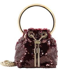 Jimmy Choo - Sequin-Embellished Drawstring Bucket Bag - Lyst