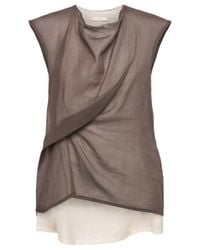 The Row - Inawa Draped Cotton Organza Top - Lyst