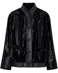 Blazé Milano - Leather-Trimmed Velvet Jacket - Lyst