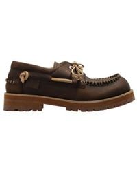 Moschino - Whipstitch Lug-Sole Boat Shoes - Lyst