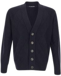 Kangra Cashmere - Kangra Diamond-Knit V-Neck Cardigan - Lyst