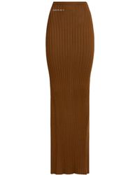 Marni - Logo Intarsia Ribbed-Knit Maxi Skirt - Lyst