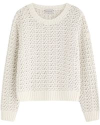 Moncler - Logo Bouclé-Knit Cotton-Blend Jumper - Lyst