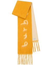 Burberry - Logo Detailed Fringed Edge Scarf - Lyst