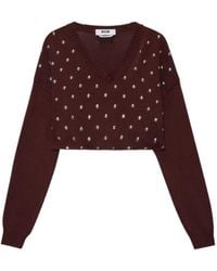 MSGM - Studded V-Neck Knitwear - Lyst