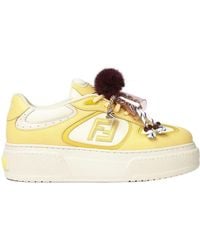 Fendi - Leather Low-Top Platforms With Charm - Lyst