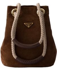 Prada - Mariner Small Suede Bucket Bag - Lyst