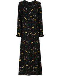 Marni - Envers Satin Maxi Dress With Tulips And Hares Print - Lyst