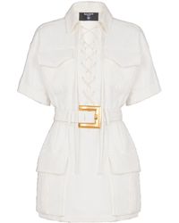 Balmain - Short Lace-Up Dress - Lyst