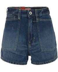 KENZO - Logo Patch Denim Shorts - Lyst