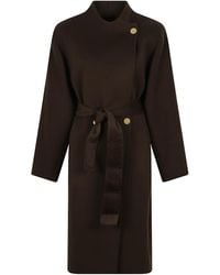 Alberta Ferretti - Buttoned Belted Coat - Lyst