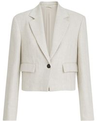 Brunello Cucinelli - Chevron Cropped Blazer - Lyst