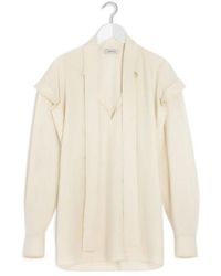 Lemaire - Ascot Self-Tie V-Neck Top - Lyst