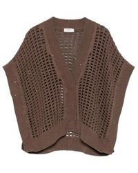 Peserico - Open Knit V-Neck Cardigan - Lyst