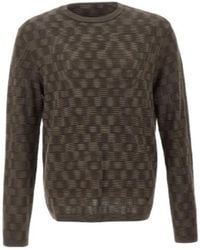 Emporio Armani - Pattern-Knit Crewneck Jumper - Lyst