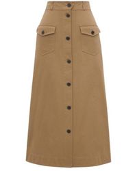 Saint Laurent - Midi Button Skirt - Lyst