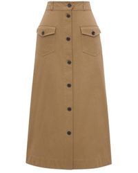 Saint Laurent - Midi Button Skirt - Lyst