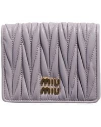Miu Miu - Logo-Lettering Matelassé Bi-Fold Wallet - Lyst