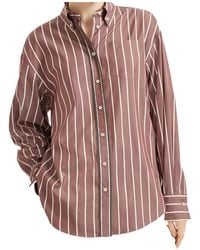 Brunello Cucinelli - Striped Poplin Shirt - Lyst