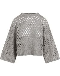 Brunello Cucinelli - Crewneck Cropped Sweater - Lyst