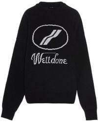 we11done - Logo-Intarsia Crew-Neck Jumper - Lyst