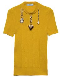 Prada - Charm-Embellishment Knitted Top - Lyst