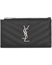 Saint Laurent - Monogram Embossed Zipped Cardholder - Lyst