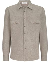 Brunello Cucinelli - Virgin Wool, Cashmere And Silk Knit Shirt - Lyst
