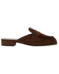 Prada - Ruched Penny Loafers - Lyst