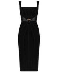 Versace Jeans Couture - Couture Logo Buckle Fastened Denim Midi Dress - Lyst