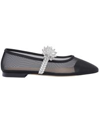 Mach & Mach - Mach Mach Flower Embellished Mesh Flat Shoes - Lyst