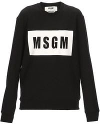 MSGM - Logo Print Crewneck Sweatshirt - Lyst