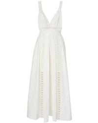 Elie Saab - Embroidered Cotton-Blend Midi Dress - Lyst