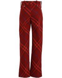 Burberry - Plaid High-Waist Straight-Leg Pants - Lyst