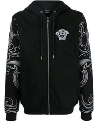 Versace - Barocco Logo Embroidered Hooded Casual Jacket - Lyst