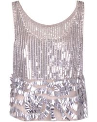 Alberta Ferretti - Sequin Embellished Tank Top - Lyst