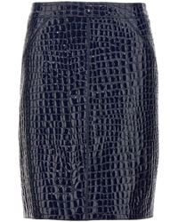 Tom Ford - High-Waisted Embossed Leather Mini Skirt - Lyst