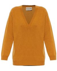 Valentino - V-Neck Knitted Sweater - Lyst