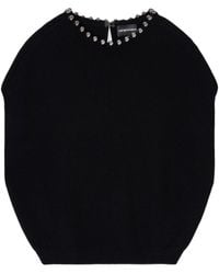 Emporio Armani - Beaded-Neck Ribbed Sweater - Lyst