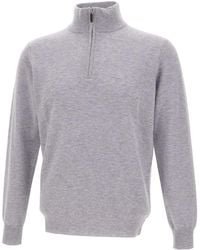 Kangra Cashmere - Kangra Half Zip Stand Collar Knitted Sweater - Lyst